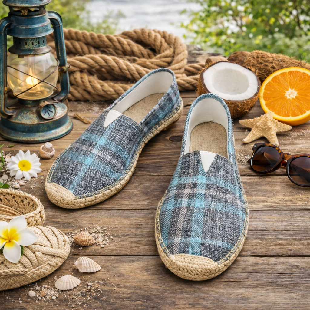 Espadrilles bleu à carreaux