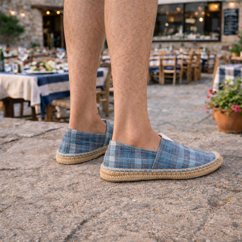 Espadrilles bleu à carreaux